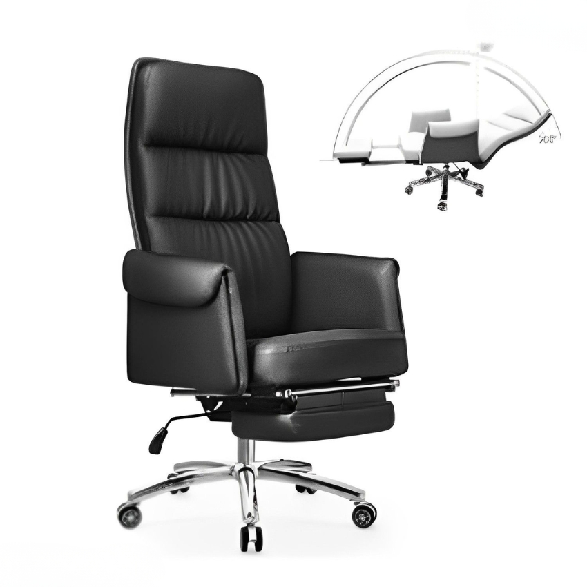 Ghế xoay giám đốc da Pu màu đen ngả lưng có gác chân: SG - 5907 - $hienthicat